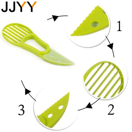 JJYY 3 in 1 Avocado Slicer Shea Corer Butter Fruit Peeler Cutter Pulp Separator Plastic Knife Kitchen Vegetable Tools