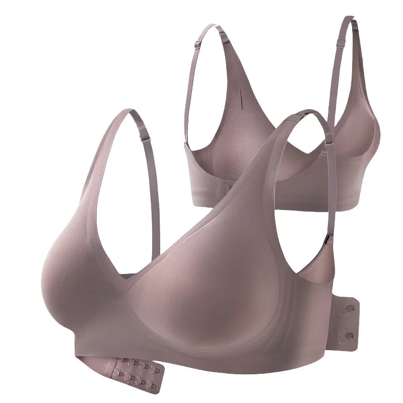 Sexy Seamless Bras For Women Wire Free Push Up Brassiere V Neck Bralette Women's Glossy Soft Underwear Female Lingerie Intimates