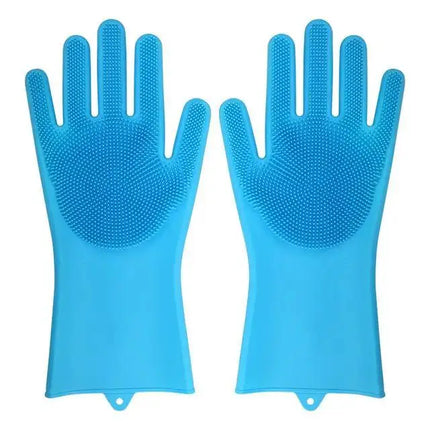 Dishwashing Cleaning Gloves Magic Silicone Rubber Dish Washing Gloves for Household Sponge Scrubber Kitchen Cleaning Tools
