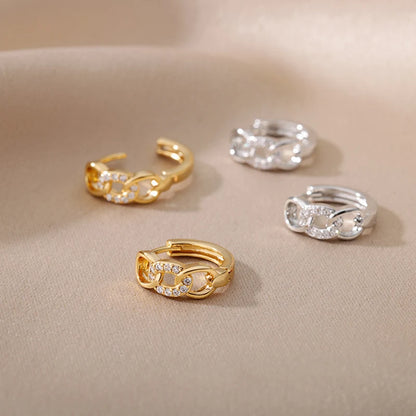Zircon Star Hoop Earrings for Women Stainless Steel Gold Color Round Huggie Earrings 2023 Trend Wedding Jewelry pendientes mujer