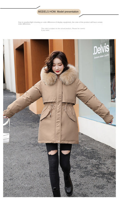 Women Parka Fashion Long Coat Wool Liner Hooded Parkas 2023 New Winter Jacket Slim with Fur Collar Warm Snow Wear Padded Clothes