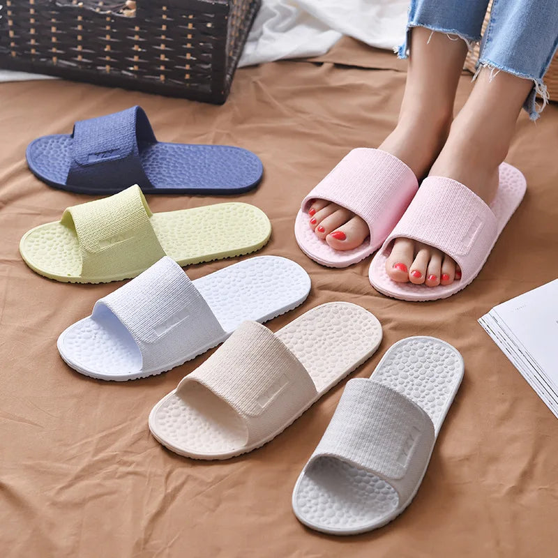 Foldable Home Slippers Hotel Travel Portable Slides Non-Slip Bathing House Guest Use Men Women Unisex Flat Shoes Salon Homestay