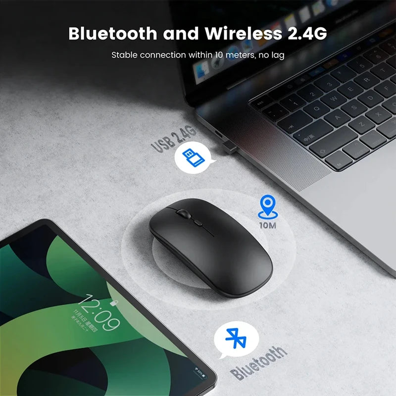 Xiaomi 2.4GHz Bluetooth Mouse Wireless USB Rechargeable Silence Ergonomics Double Model Mini Portable DPI Readjustable Keyboards