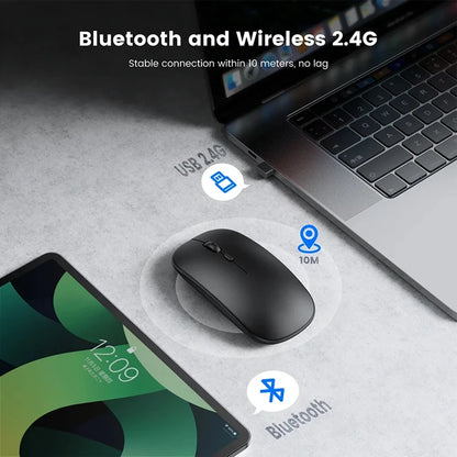 Xiaomi 2.4GHz Bluetooth Mouse Wireless USB Rechargeable Silence Ergonomics Double Model Mini Portable DPI Readjustable Keyboards