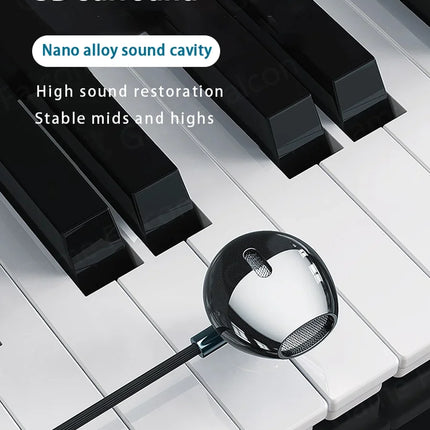 USB Type C Headphone HiFi Bass Stereo Volume Control Mic 3.5mm Wired Earbuds For Galaxy S24 S23 S22 S21 Ultra iPhone 15 Pro Max