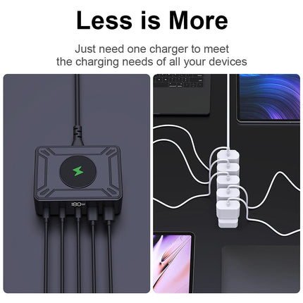 Ueetop 205W GaN Charger Digital Display Desktop USB Type C Charger PD 100W PPS 45W QC4.0 Fast Charging For Laptop Tablet Phone
