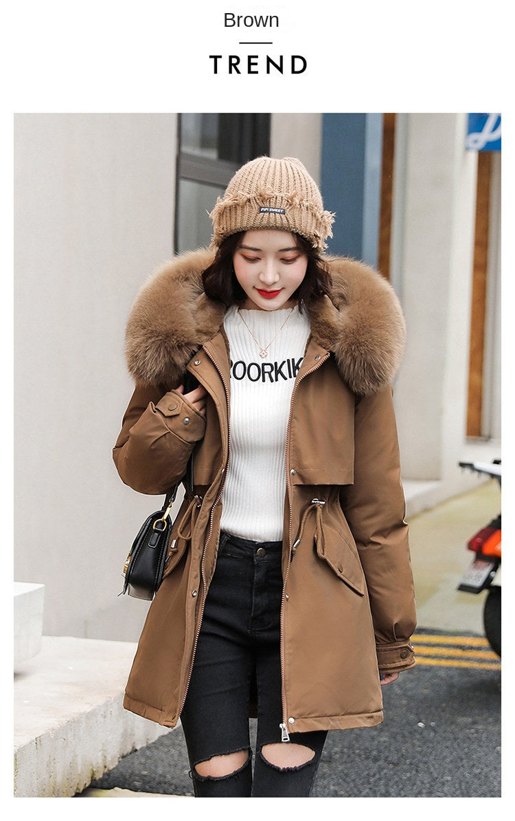 Women Parka Fashion Long Coat Wool Liner Hooded Parkas 2023 New Winter Jacket Slim with Fur Collar Warm Snow Wear Padded Clothes