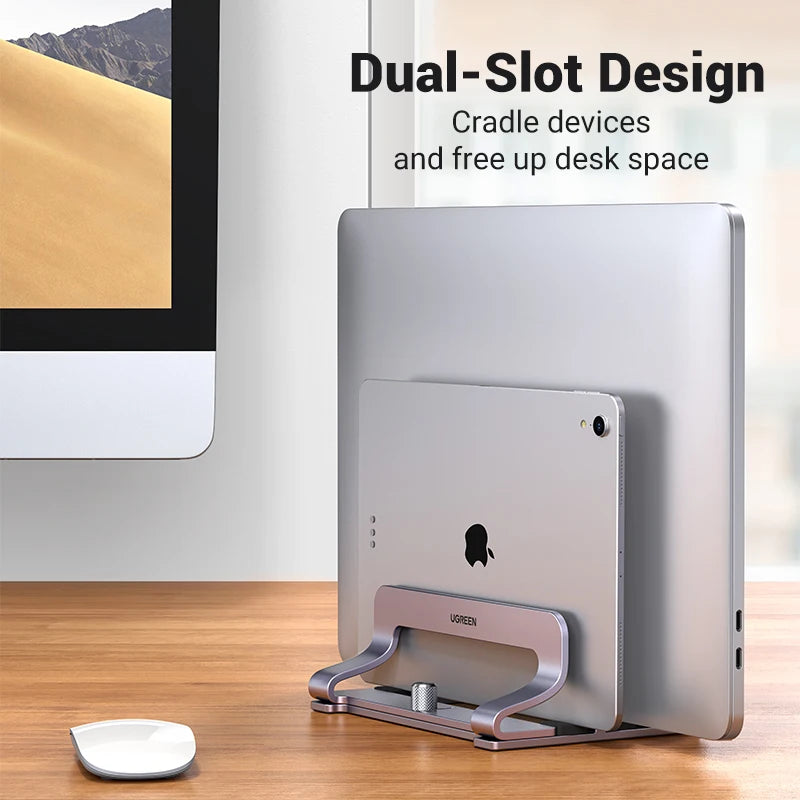 UGREEN Vertical Laptop Stand Holder Foldable Aluminum Notebook Stand Laptop Tablet Stand Support For Macbook Air Pro PC 17 inch