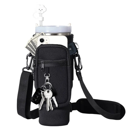 40oz Neoprene Water Bottle Carrier Bag For Stanley Quencher Cup Sleeve with Adjustable Shoulder Strap Water Bottle Holder Pouch