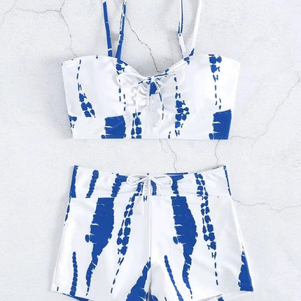 Drawstring Front Shorts Bikinis 2025 High Waist Swimsuit Women Swimwear Female Bathers Bathing Swimming Swim Suit Beachwear