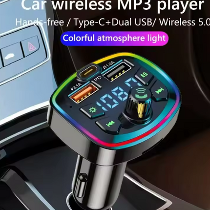 Car Charger FM Transmitter Bluetooth 5.0 – Hands-Free Calling, Dual USB & PD 3.1A Fast Charging, MP3/TF Card/U Disk/AUX Music Player