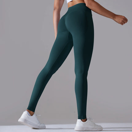 Crossover Waist Women Yoga Leggings Hips Lifting Gym Leggings Seamless Sport Pants High Waist Fitness Leggings Workout Running