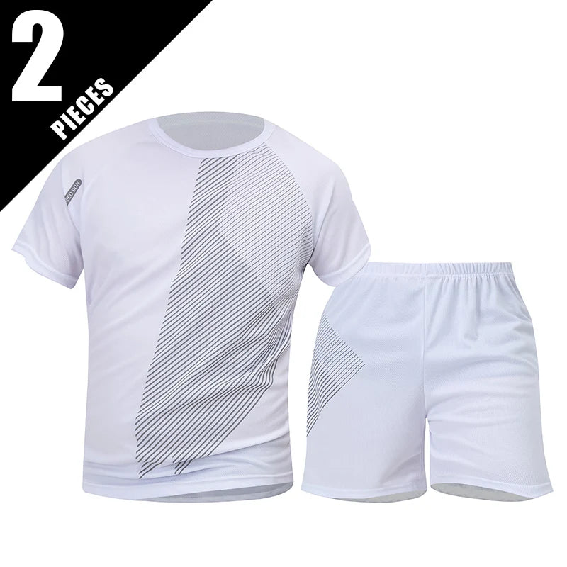 2/6 Pack Plus Size Men's Quick-drying Short-sleeved Shorts Suit Men's Leisure Sports Running Fitness T-shirt Joker Shorts Teen