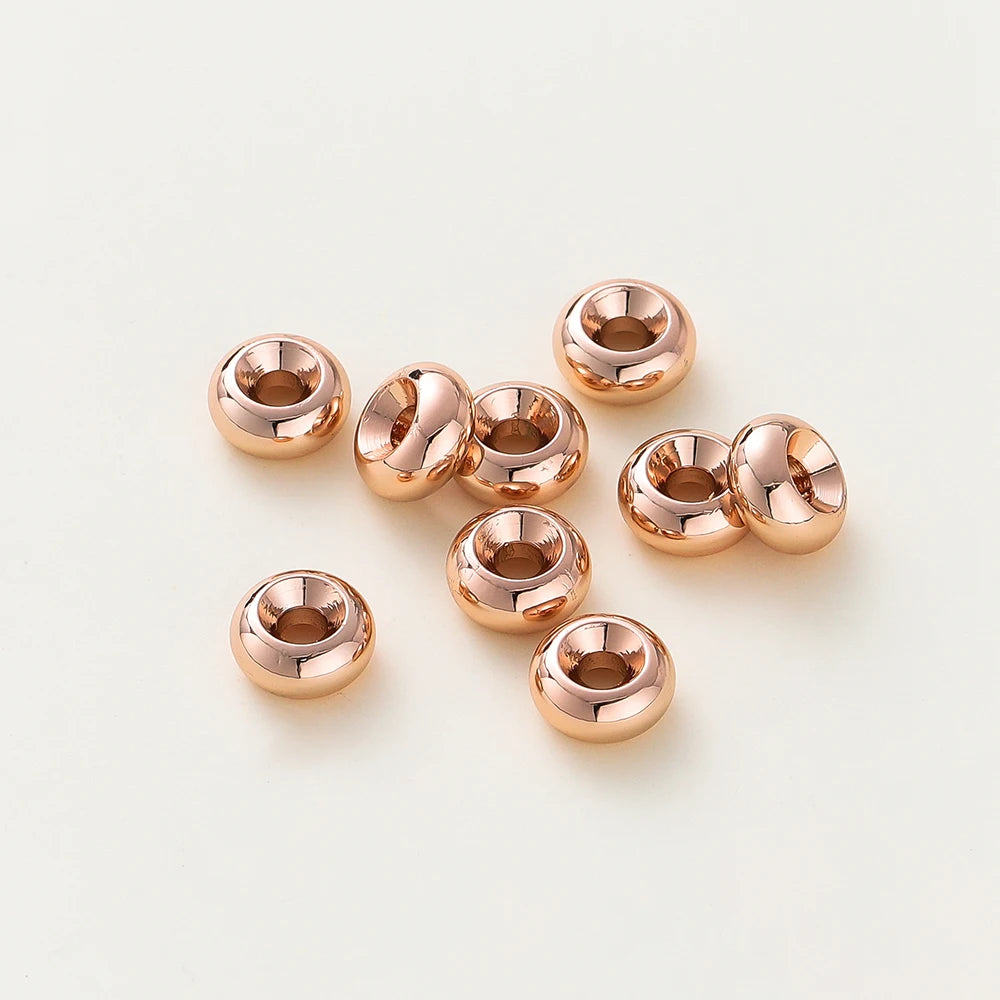 14K/18K Gold Plated 10-30Pcs 3/4/5/6/8mm Spacer Beads for DIY Necklace Bracelet Jewelry Making Supplies Accessories Wholesale