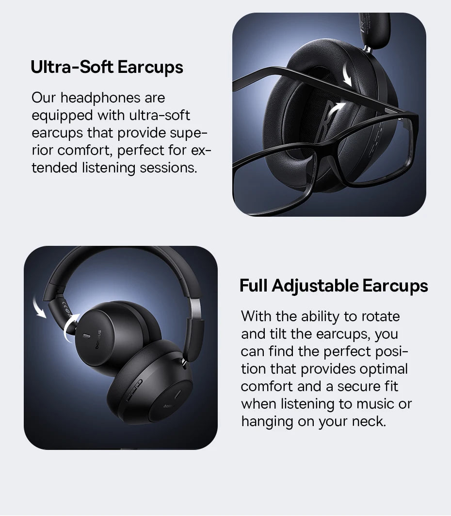 Baseus Bass 30 Max Wireless Headset Bluetooth 5.3 Over Headphones Bass-Enhancing 40mm Diaphragm Ultra Low Latency Earphones 50H