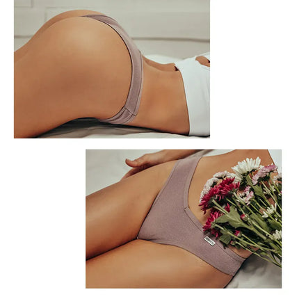 5Pcs/Set Women Cotton Brazilian Panties V Waist Female Underwear Comfortable Underwear Low Rise T-Back Bikini Girls Lingerie New