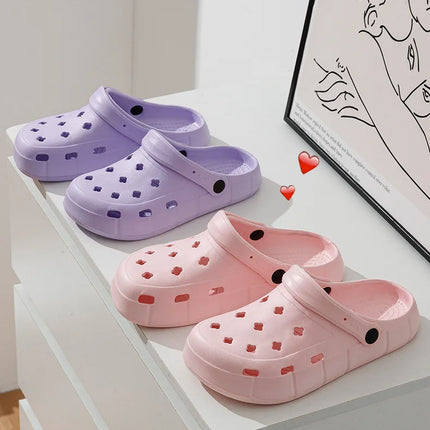 Women Waterproof Slippers Summer Outdoor Women Slides EVA Soft Sole Garden Shoes Indoor Solid Colored Slippers Holes Shoes