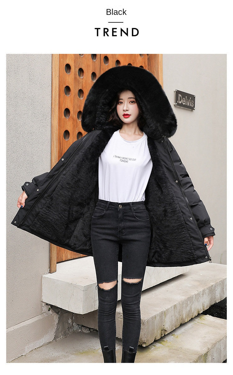 Women Parka Fashion Long Coat Wool Liner Hooded Parkas 2023 New Winter Jacket Slim with Fur Collar Warm Snow Wear Padded Clothes