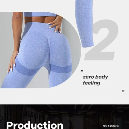Yoga Basic 2pcs Seamless High Stretch Yoga Set Tracksuit Gym Set Crisscross Back Cami Hip-hugging Tummy Control Leggings
