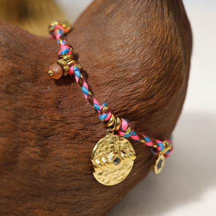 WILD & FREE Vintage Stainless Steel Charms Necklaces for Women Boho Pink Blue Rope Chains Bracelets Trendy Jewelry Sets