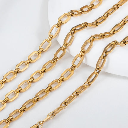 1M NO FADE Stainless Steel Square Link Chain for DIY Necklace Bracelet 6.5mm Rolo Cable Link Chains Jewelry Making Supplies Bulk