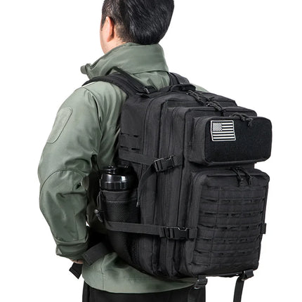 QT&QY 50L Tactical Backpack survival Bag Hunting MOLLE Backpack GYM For Men EDC Outdoor Hiking Rucksack Witch Bottle Holder