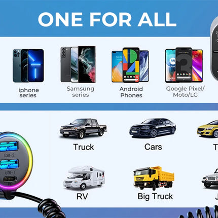 Joyroom Bluetooth 5.3 FM/AUX Bluetooth Car Charger Adapter Air Vent Installation 3 Ports PD&QC 3.0 FM Bluetooth Car Transmitter