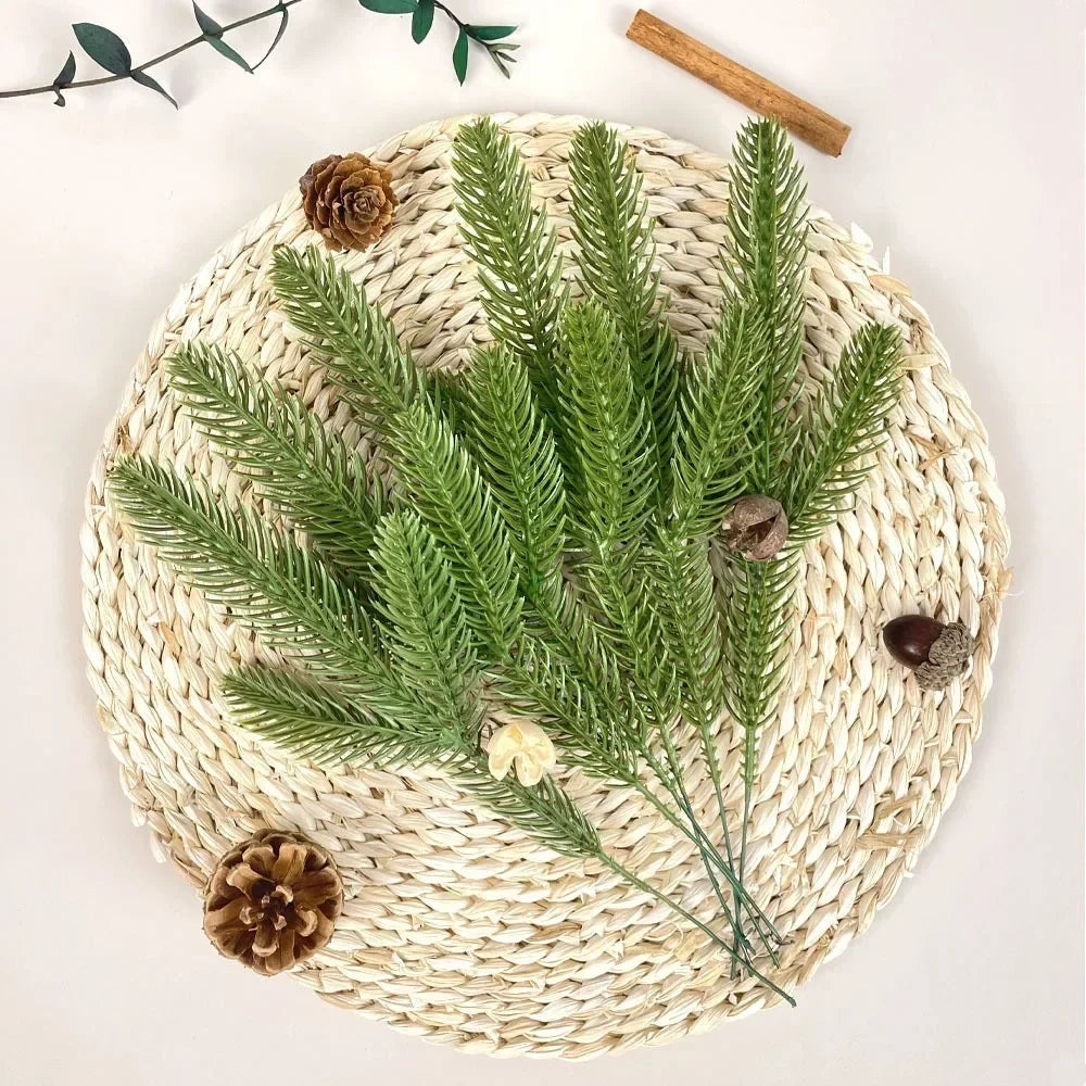Wholesale Pine Needle Branch Artificial Christmas Green Snow Frosted Fake Plants Sprigs Stem DIY Wreath Home Garland Decorations