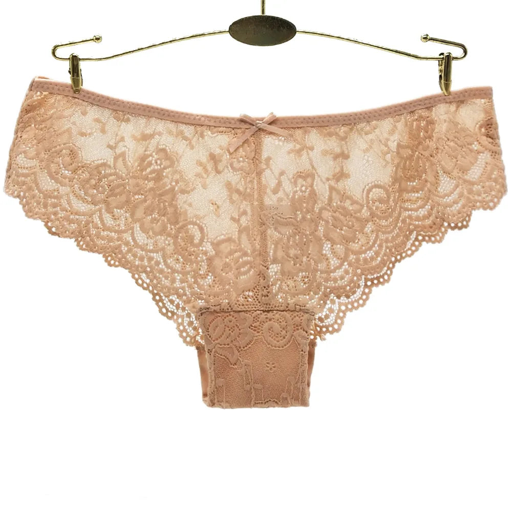 Women Briefs Sexy Full Lace Panties Hollow Out Low-waist Female Shorts Soft Solid Color Breathable Underwear Fast Ship 3pcs/lots