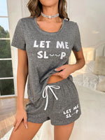 Women's new style pajamas set gray top letter shorts two-piece casual home wear