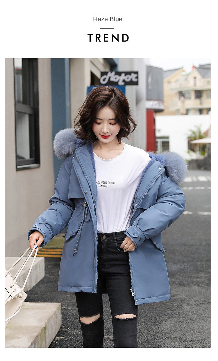 Women Parka Fashion Long Coat Wool Liner Hooded Parkas 2023 New Winter Jacket Slim with Fur Collar Warm Snow Wear Padded Clothes