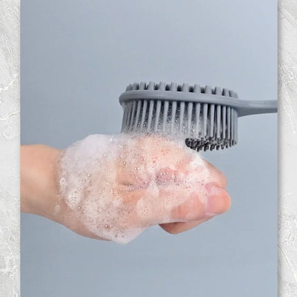 Double-Sided Silicone Back Scrubber Long Handle Long Handle Body Bath Brush Mud Back Scrubber Shower Massage Exfoliation Brush