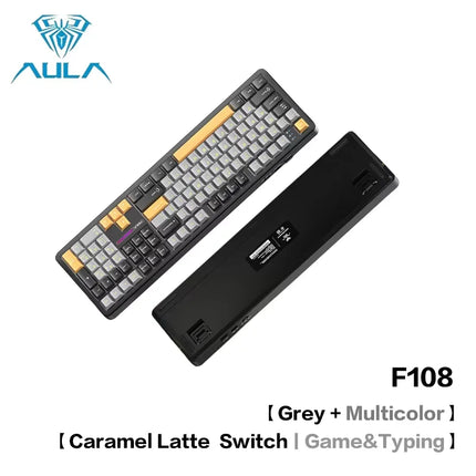 AULA F108Pro/F108 Wireless Bluetooth tri-mode connection, multi-functional display, Gasket structure, RGB lighting effects