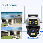 8MP 4G Sim Card Camera Dual Lens Dual Screen Wireless WiFi Outdoor Surveillance Human Detect Security Protection PTZ IP Cameras