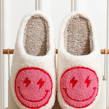 Lightning Smile Face Slippers Women Super Cute Slippers House Funny Bedroom Footwear Winter Fluffy Slides for Home Shoes