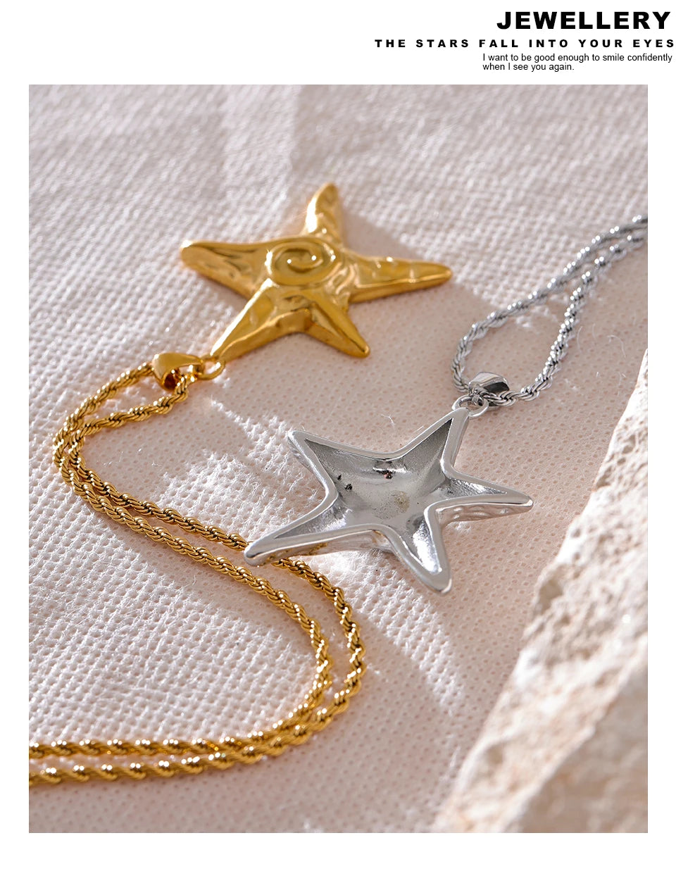 Yhpup 316L Stainless Steel Starfish Pendant Necklace Rust Proof Statement 18K Gold PVD Plated Individualistic Holiday Jewelry