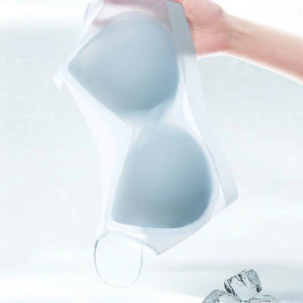 Ultra Thin Ice Silk Seamless Underwear Women Plus Size Sexy Top Soft Breathable Wireless Solid Lingerie Gathered Padded Bra