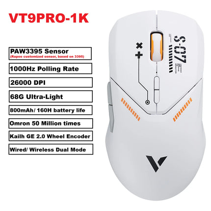 Rapoo VT9PRO PAW3398 Wireless Gaming Mouse 26000DPI 68g Lightweight Wired Wireless Mouse 160H Super Long Battery Life
