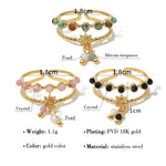 WILD & FREE Trendy Stainless Steel Rings for Women Creative Natural Stone Crystal Charms Aesthetic Adjustable Ring Jewelry