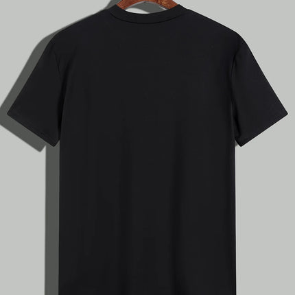 Men's Summer Casual Loose Size 100% Cotton Letter Print Round Neck Short Sleeve T-shirt Top