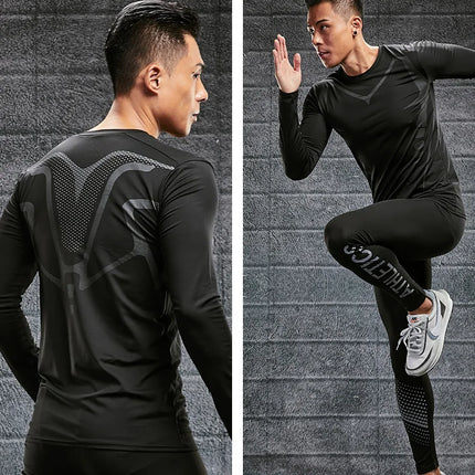Quick Drying Tight Fitting Suit For Men'S Long Sleeved Sports Cycling Top, Running, Fitness, Football Training, Basketball Shirt