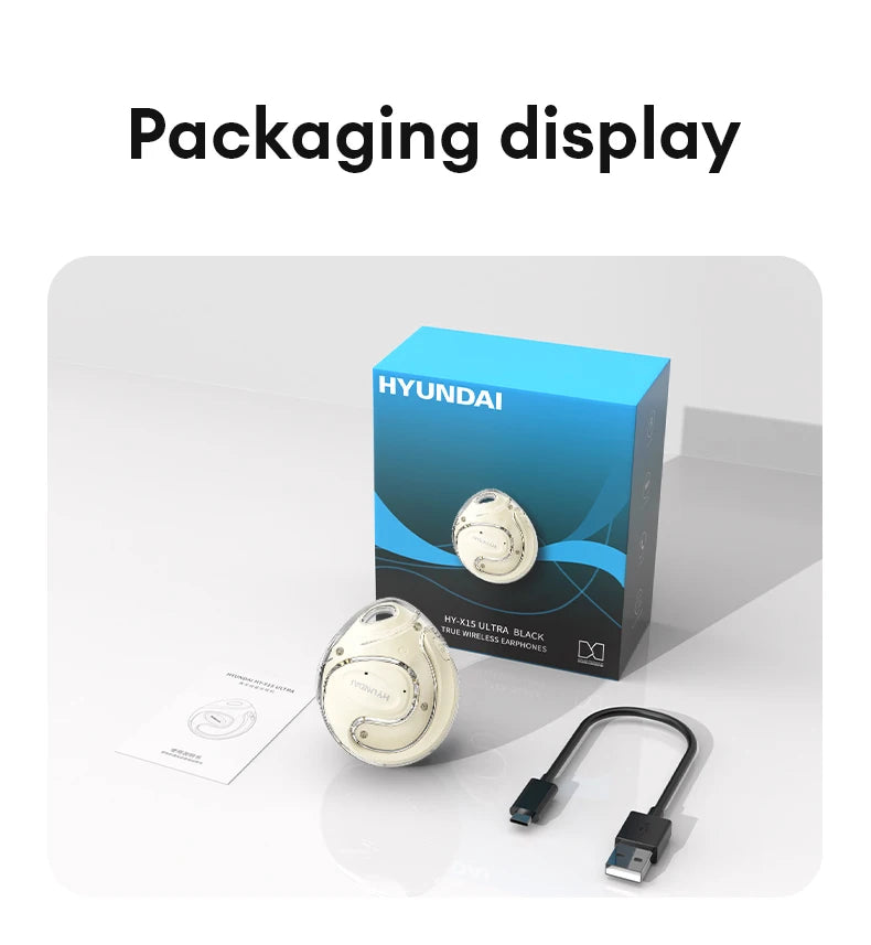 Choice HYUNDAI HY-X15Ultra OWS Wireless Bluetooth 5.4 Headphones with Mic 15h Long Battery Life Hifi Sound For Sport Gaming