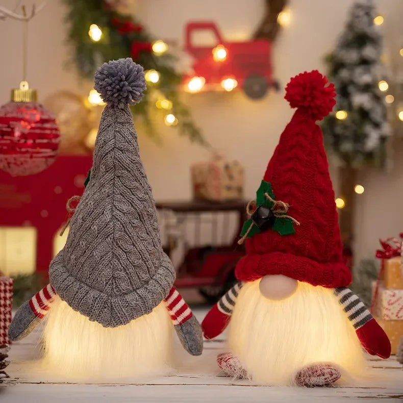1~4pcs 2024 Christmas Doll Elf Knitted Gnome with Led Night Light Christmas Decorations for Home Xmas Navidad New Year 2025 Gift