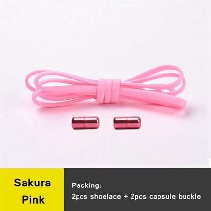 21 Colors No Tie Shoelaces Round Color Metal Lock Elastic Shoelace General For Children And Adults Sneakers Lazy Laces Unisex
