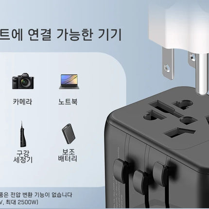 LENCENT Universal Travel Adapter with 3 USB Ports 1Type-C PD Charging All-in-one Travel Adapter EU/UK/USA/AUS Plug for Travel