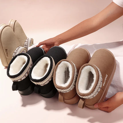 Winter Solid Color Fashion Cotton Women Slippers Warm Indoor House Cover Heel Non Slip Ourdoor Garden Letter Lightweight Shoes