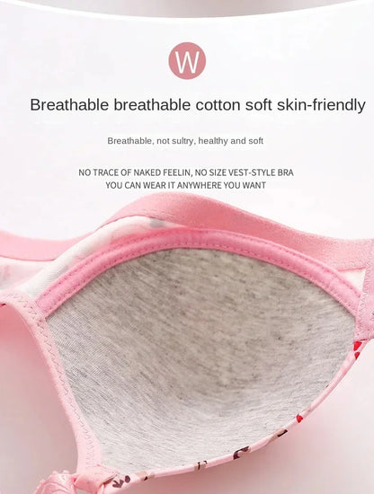 xgnvpy New front button rose print bra without underwire comfort women's push-up adjuster side breast bra cover