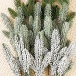 Wholesale Pine Needle Branch Artificial Christmas Green Snow Frosted Fake Plants Sprigs Stem DIY Wreath Home Garland Decorations