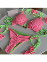 New Women Bikini Backless Rope Triangle Swimsuit Multicolor