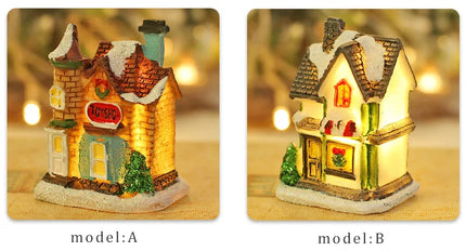 1~6pcs LED Night Light Christmas Ornaments 2024 Luminous Castle Snow House Sculpture Xmas Decoration for Home New Year Navidad